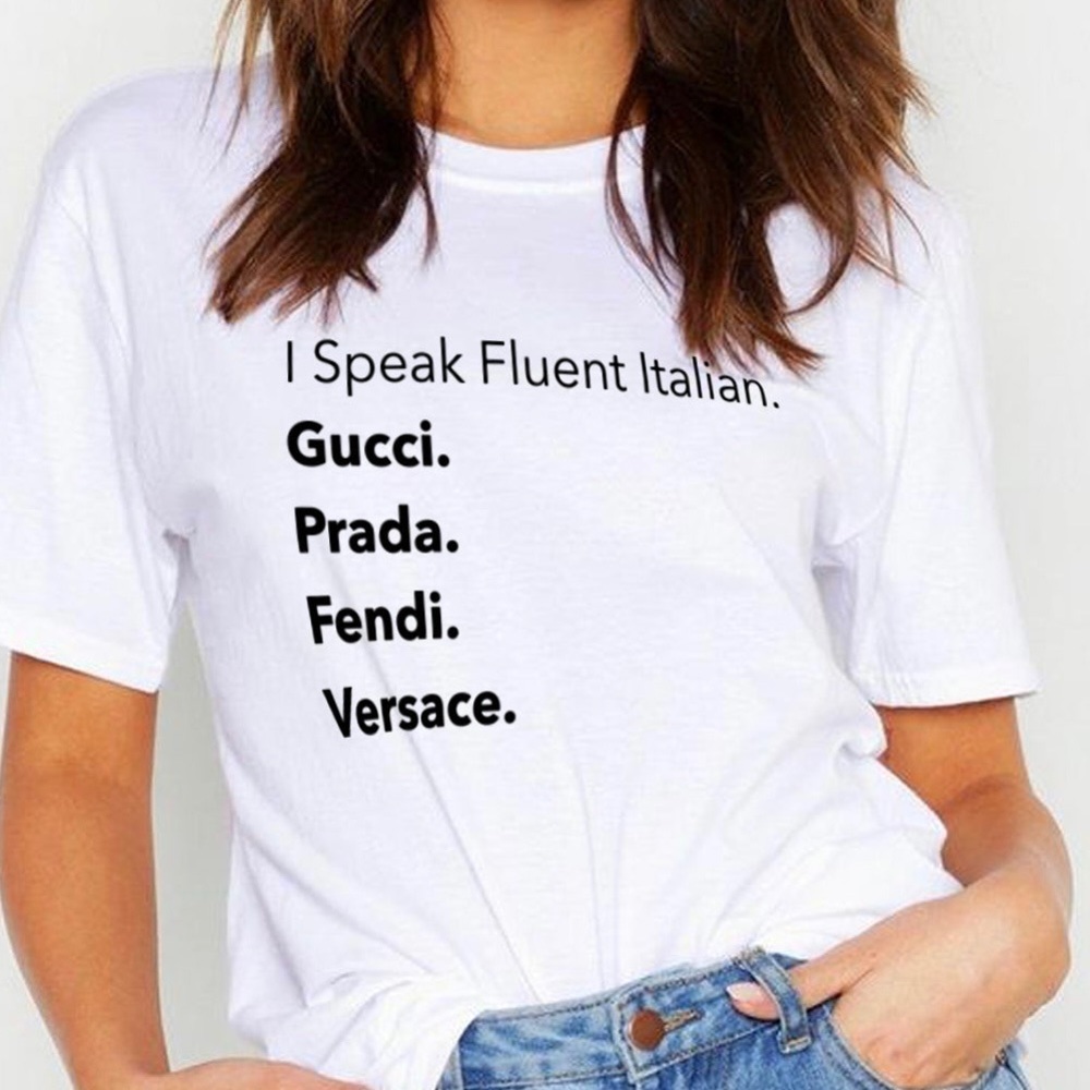 Bowie T-shirt-I Speak Fluent Italian Women’s Size Large Graphic T-shirt